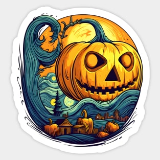 Starry Night Pumpkin Patch Sticker